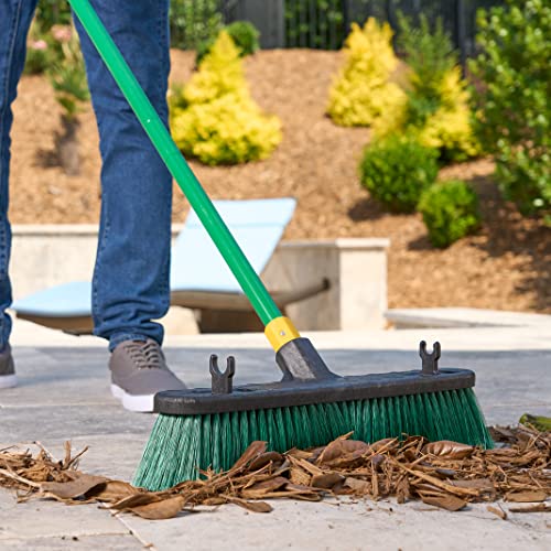 Quickie Bulldozer 18-Inch Multi-Surface Push Broom, Green, Heavy-Duty with Swivel Hang-Up Feature, Perfect for Indoor and Outdoor Cleaning, Sweeping Sidewalks & Warehouses - size: 18 Inch, style: Multi Surface