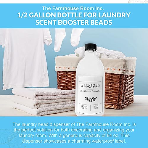 The Farmhouse Room Inc. Laundry Beads Dispenser Bottle - Scent Beads Container for Laundry Room Organization - 1/2 Gallon BPA Free & PET Plastic Bottle for Laundry Beads with Waterproof Label - 64 oz - style: Laundry Beads Bottle