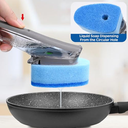 Sponge Dishwand Brush Refills for Scotch-Brite Dishwand - 20 Pack Dish Soap Non-Scratch Brush Refills for Nonstick Pots and Pans, Glass & Tubs（Green - color: Blue-20pack