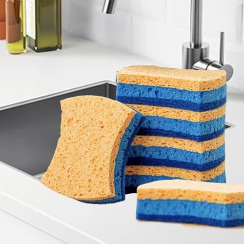 6 Pack Dishwashing Dual Sided Sponge Set, Absorbent and Reusable Kitchen Cleaning Sponges for Dishes and Kitchenware