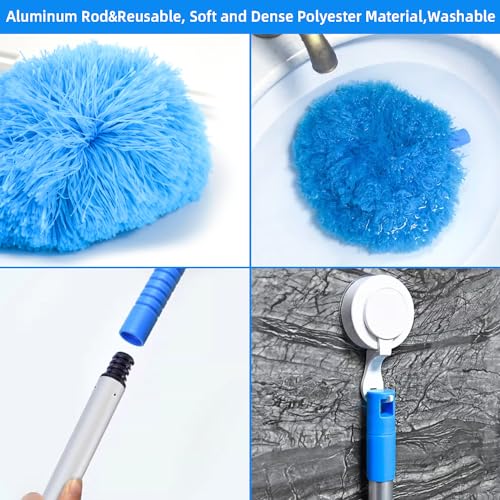 Ceiling Fan Duster Retractable Ceiling Cleaner Reusable Microfiber Ceiling Fan Blade Cleaner Duster with Extension Pole 13 to 50 inch for Furniture Bookshelves Wall Door Blue - style: 1PC Ceiling Fan Duster Kit Blue
