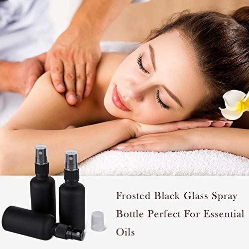 2oz Small Glass Essential Oils Spray Bottles, Fine Mist Frosted Black Spray Bottles (Set Of 3) - color: Frosted Black
