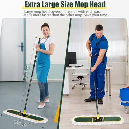 24" Commercial Dust Mop Replacement Padsfor Cleaning Office Garage Hardwood Warehouse, 2 Pack ,Green - color: Green, size: 2 Pack Pads