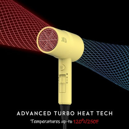 AINA Hair Dryer with Diffuser, Comb | Blow Dryer for Women Compact Travel Professional Ionic Blow Dry | Cold Shot Button 110V/ALCI (Zest Yellow) - color: Zest Yellow, size: 4 Piece