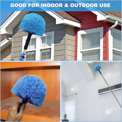 2 Pack Blue Twist-On Cobweb Duster Head Brush - Efficient Indoor & Outdoor Spider Web Cleaning Solution - Fits Standard Acme Threaded Poles - Durable & Versatile Spider Web Corner Cleaner Head Only