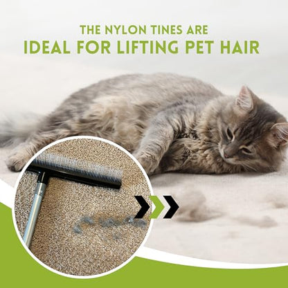 A-to-Z Supply Room Groom Carpet Rake Groomer with Telescoping 54" Adjustable Handle & Portable Lint Remover Brush Tool, Carpet Brush Ideal for Pet Hair, Refreshing Carpets, Rugs, and Artificial Turf - style: Original + Lint Tool