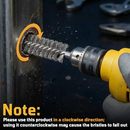 NOOTEASS 27 Pcs Stainless Steel Bore Brush Set, 5/16"-1-1/8" Metal Wire Cleaning Brushes with 1/4" Hex Shank, Abrasive Bore Cleaning Wire Brush for Drill Remove Rust Dirt Pipes Machinery Parts
