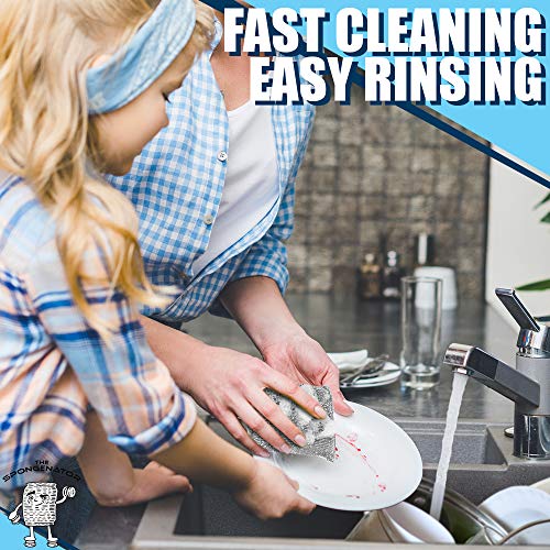Kitchen Scrubbing Sponges - Heavy Duty Non-Scratch Scrubbing Cleaner Sponges in 1 Color - Multi-Surface Non-Metal Dish Scouring Scrubbers for Fast Cleaning. (12 Pack) - size: 12 Count (Pack of 1)