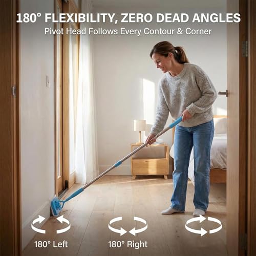 Lightweight Home Cleaning Brush Extra-Long Telescopic Adjustable Rod for Flooring Carpet Clean Household Cleaning Mop (1 Mop with 2 Sponge) - color: 1 Mop With 2 Sponge