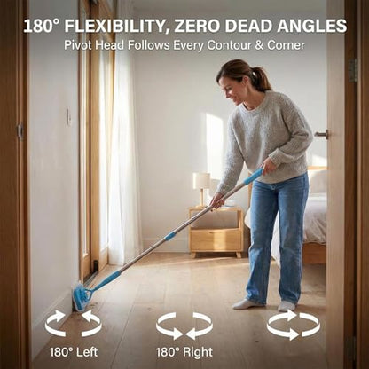 Lightweight Home Cleaning Brush Extra-Long Telescopic Adjustable Rod for Flooring Carpet Clean Household Cleaning Mop (1 Mop with 2 Sponge) - color: 1 Mop With 2 Sponge