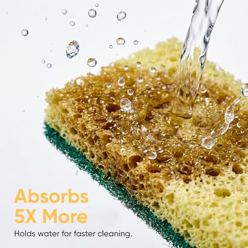 Scrubee Heavy Duty Scrub Sponge with Scouring Pad, Kitchen Dishwashing, Sink, Pot, and Frying Pan Cellulose Scrubber Sponge Non-Scratch, by Superio, 2-Pack (4.5" Sponge) - color: Green, size: 2-pack
