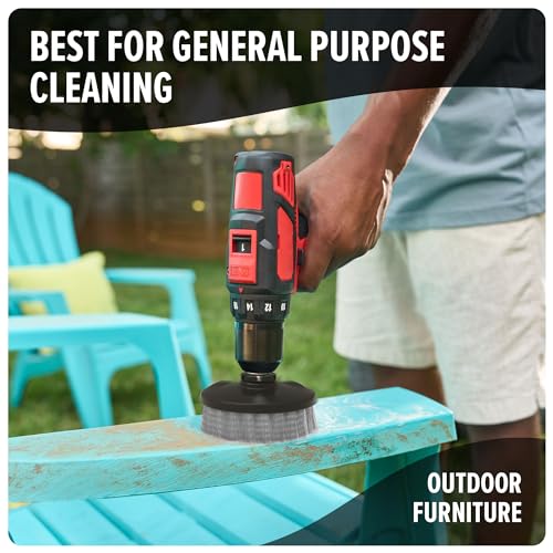 Dirt Devil Medium Bristle Cleaning Brush Set, 2 Piece, 2" and 3.5" Brushes Included, for Use on Showers, Porcelain and More, General-Purpose Cleaning, Scrubber Brush Drill Attachment for Cleaning - style: Medium Bristle Brush