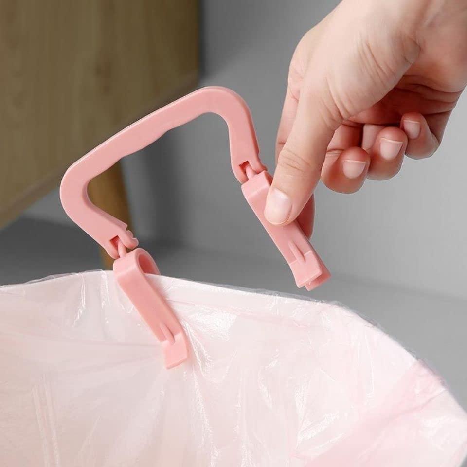 8 Pack Small Trash Can Clips with Handle Non-Slip Trash Bags Clamp Holder Fastener for Bathroom Trash Can Wastebasket Garbage Can Toilet Vanity Waste Basket Office Bedroom Trash Bin