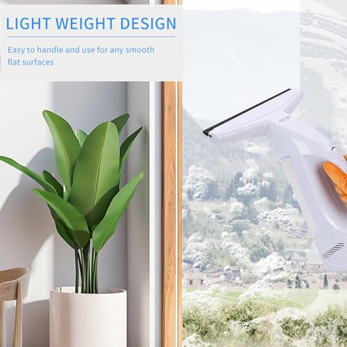 Fockety Window Vacuum Squeegee, Electric Window Cleaner Handheld Car Glass Cleaner,Shower Squeegee with 100ml Water Tank for Shower Doors Mirrors Glass and Car (White) - color: White