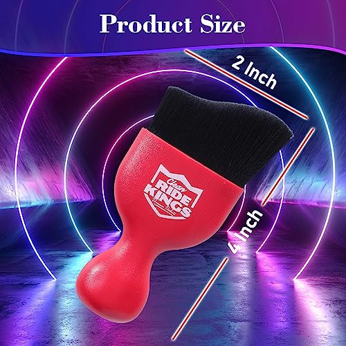 Car Interior Detailing Brush, Soft Bristle Auto Dashboard Dust Cleaner with Cover for Car Vents, Leather & Computer, Cleaning Supplies Gifts for Men Women - Red, 2 Packs - color: Red