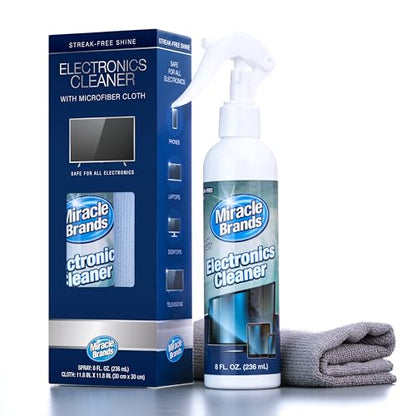 MiracleSpray for Electronics Cleaning, Safe Multisurface Cleaner for Any TV, Phone, Monitor, Keyboard, Screen, Computer, Includes Microfiber Towel - 8 Ounce Kit - size: 8 Fl Oz