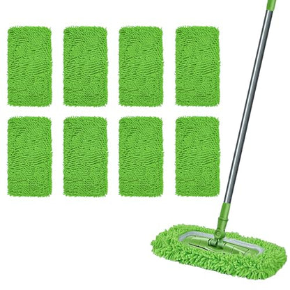 Reusable Microfiber Mop Pads, Compatible with Sweeper Sweeping Mopping pad Refills Cloths for Surface/Hardwood Floor Cleaning (8 Pack Green) - color: 8 Pack Green