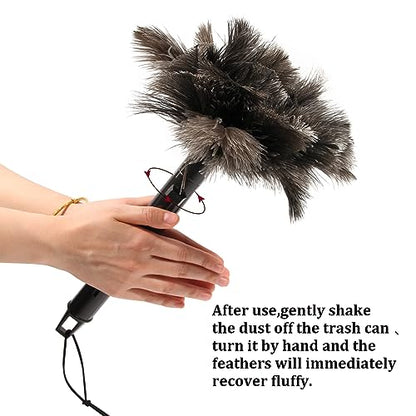Retractable Ostrich Feather Duster for Cleaning, 15 Inch Fluffy and Natural Feather Duster with Retractable Handle， Reusable Eco-Friendly Handheld Cleaning Supplies(5PCS) - color: Model-15”-brown-5 Pieces