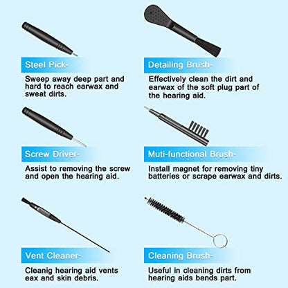Hearing Aid Cleaning Kit, Hearing aid Cleaning Tools, Hearing Aid Brushes for Cleaning, Hearing Aid Amplifier Cleaner Kit, Hearing Aid Accessories with case, Gifts for Relatives and Friends (8 Pcs)