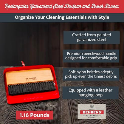Behrens Red Galvanized Dustpan & Brush Set - color: Red