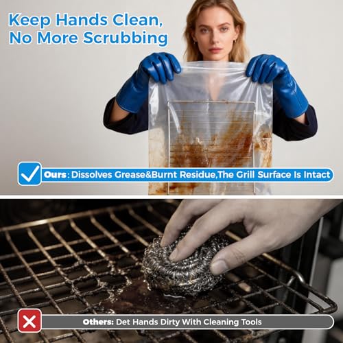 4 Pack Large Oven Grill Cleaning Bags（19.6''X27.5''）, Heavy Duty Oven Rack Cleaner Bags - No Messy Hands Reusable Soak-off Cleaning Kit for Grate & Grill Rack,No Cleaner Included - size: 4 Packs 19.6''X27.5''