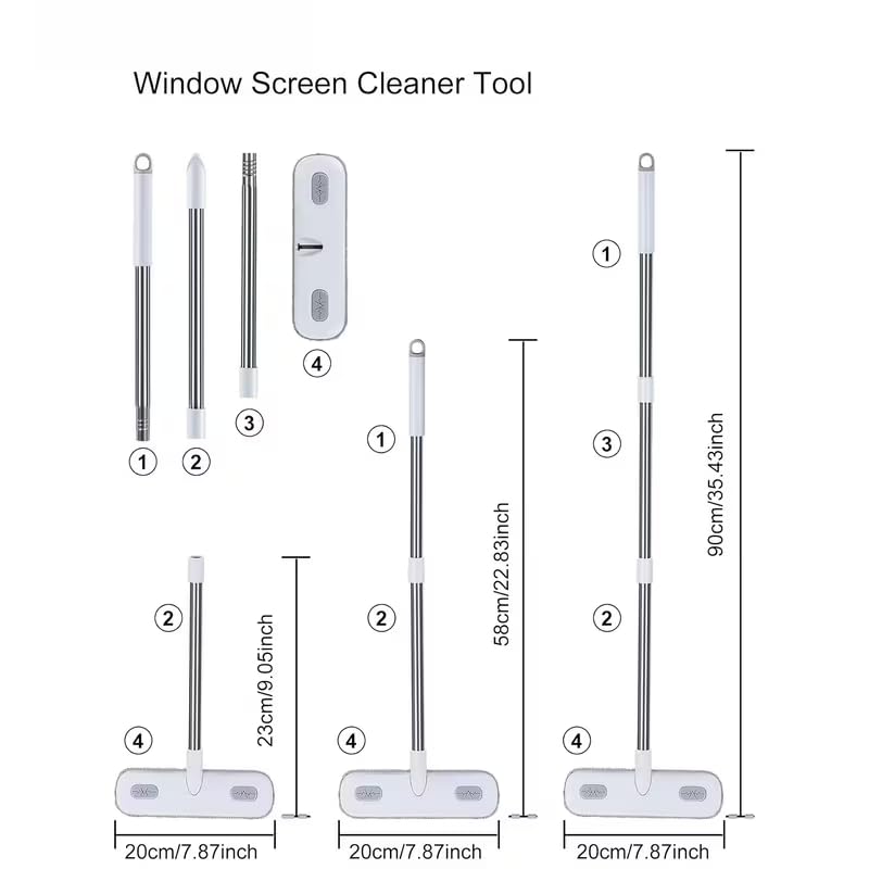 Boolavard Magic Window Cleaning Brush with a Telescopic Handle, Screen Cleaning Tool, Reusable Pet Hair Remover, Household Window and Door Cleaning Brush, Cleaning Supplies, Cleaning Tools