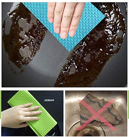 Reusable Cleaning Cellulose Sponge Cloths Absorbent Wipes Clean Kitchen Car Dish Eco-Friendly Dishcloth Hand Towel Auto - 1pack (5pcs) - Non Vacuum - style: 5pcs - Non Vacuum