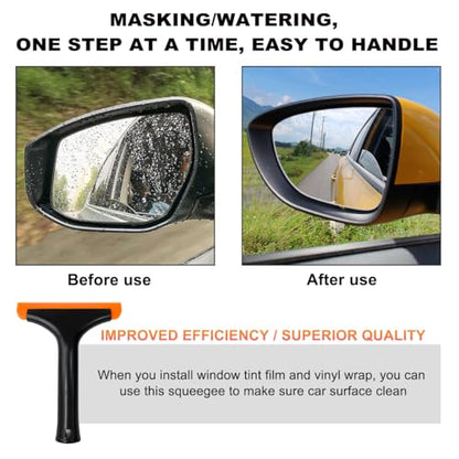 KVAEY Small Silicone Window Squeegee, 5.9 Inch Car Windshield Water Blade Squeegee with Non-Slip Handle, All-Purpose Cleaning Squeegee for Car Windshield, Window, Mirror (Black) - color: Black