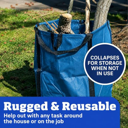 DURASACK Heavy Duty Home and Yard Bags 48-Gallon Reusable Self-Standing Lawn and Leaf Bags Garbage Can with Reinforced Handles, Ocean Blue - color: Ocean Blue