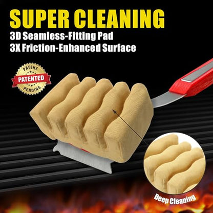 GRILLART Grill Brush Bristle Free, Replaceable BBQ Cleaning Pad (No Handle), Safe Replacement Cleaning Pad/Head for Cast Iron/Stainless Steel Grates - Deep-Reach - color: Yellow