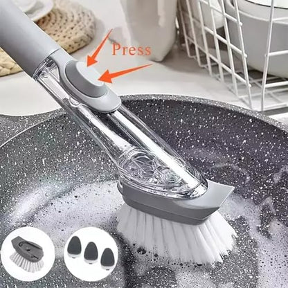 5-in-1 Soap Dispensing Dish Wand Kit | All-in-One Kitchen Cleaning Tool, Scrub Brush and Sponge Set with Soap Dispenser | Includes 2 Brushes, 2 Sponges, for Cleaning Dishes, Cookware, Utensils & Pots