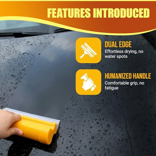 Craedli Car Drying Squeegee, 7.67 Inch Flexible Silicone Water Blade, Scratch-Free Double Row Auto T-Bar Water Scraper Wiper Tool for Washing Windshield, Glass, Window and Shower Doors (2PCS) - size: 2PCS