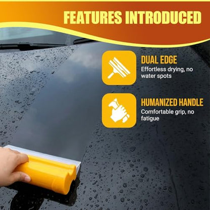 Craedli Car Drying Squeegee, 7.67 Inch Flexible Silicone Water Blade, Scratch-Free Double Row Auto T-Bar Water Scraper Wiper Tool for Washing Windshield, Glass, Window and Shower Doors (2PCS) - size: 2PCS