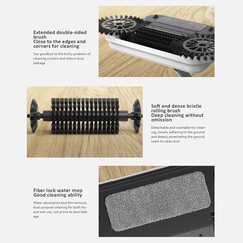 Floor Sweeper, 2-in-1 360° Rotating Hand Push Sweeper, High Efficient Carpet Sweeper with Long Handle, Hanging Manual Vacuum Sweeper for Home Office,Floor Sweeper