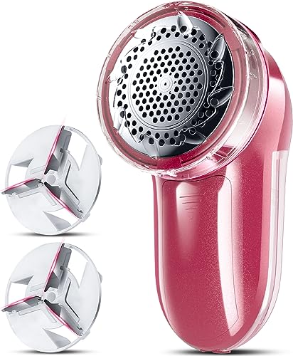 Fabric Shaver, Lint Remover, Bymore Lint Shaver Defuzzer Sweater Shaver for Clothes and Furniture AC Adapter or Battery Operated Pill Fuzz Remover (Bright Red) - color: Bright Red, size: 5.75*2.60*2.64in