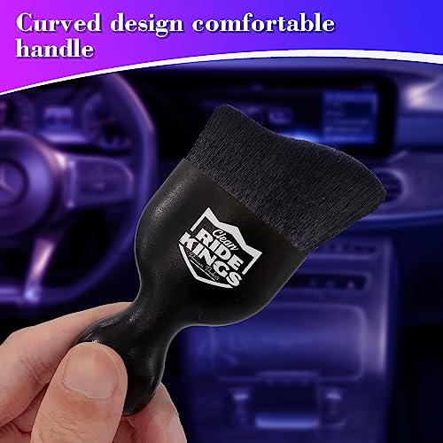 Car Cleaning Brush,Dust Brush Clean Tool with Cover,Interior Car Dashboard Cleaner Soft Bristles for Leather,Engine Compartment,Air Conditioner,Vents,Panels & Computer (Black)|2packs - color: New3012black