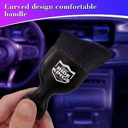 Car Cleaning Brush,Dust Brush Clean Tool with Cover,Interior Car Dashboard Cleaner Soft Bristles for Leather,Engine Compartment,Air Conditioner,Vents,Panels & Computer (Black)|2packs - color: New3012black