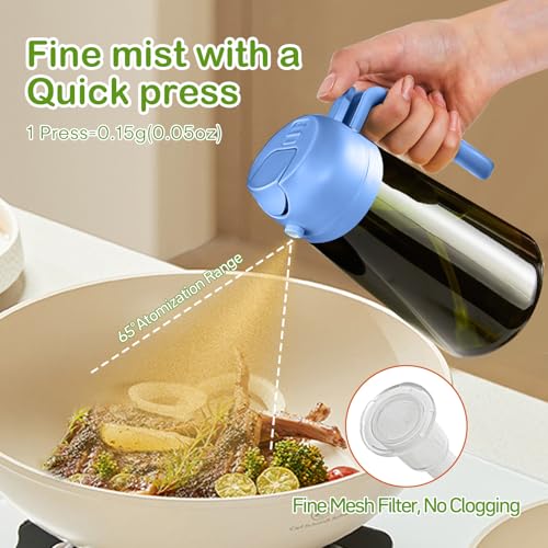 YARRAMATE 16oz/470ml Dark Green Oil Sprayer for Cooking with Stickers, Food-grade Premium 2 in 1 Olive Oil Dispenser Bottle for Kitchen Gadgets, Air Fryer, Salad, Frying, BBQ (SkyBlue) - color: 08_SkyBlue