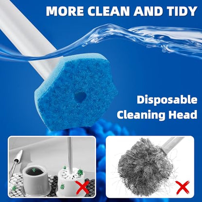 Disposable Toilet Brush, Toilet Bowl Cleaner with 24 Upgraded Cleaner Refills, Wall Mounted Toilet Brush and Holder Set, Bathroom Cleaning System for Bathtub Sink Wash Basin