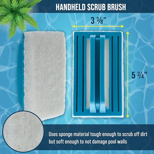 U.S. Pool Supply Hand-Held and Pool Pole Attachment Scrub Brushes - Surface Scrubbing Scouring Sponge Pads - Clean Pool Tile Grout Walls, Vinyl Liners, Spas, Remove Stains, Kitchen Bathroom Tub Shower - size: 4x11