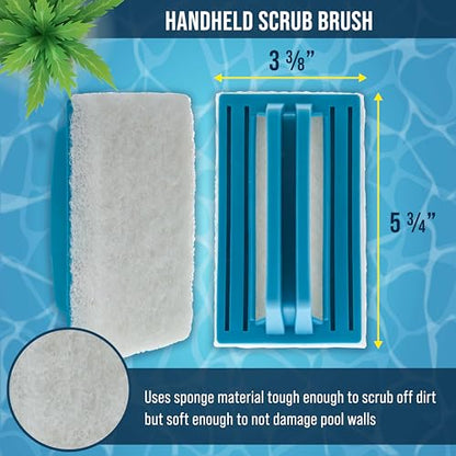 U.S. Pool Supply Hand-Held and Pool Pole Attachment Scrub Brushes - Surface Scrubbing Scouring Sponge Pads - Clean Pool Tile Grout Walls, Vinyl Liners, Spas, Remove Stains, Kitchen Bathroom Tub Shower - size: 4x11