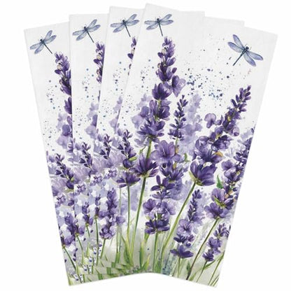 Lavender Dragonfly Flower Kitchen Dish Towels Set of 4, Soft Lightweight Microfiber Absorbent Hand Towel Purple Plant Tea Towel for Kitchen Bathroom 18x28in - size: 4PCS-18x28in(45x75cm)
