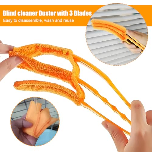 Car Window Venetian Blind Cleaner Duster Tool, 4PCS 7 Finger Vehicle Shutter Dusting Cleaning Brush, Handheld Automotive Duster Bristle Accessories for Air Conditioner Wood Blinds