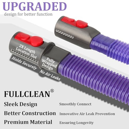 Fullclean Dryer Vent Lint Vacuum Atttachments for Dyson V15 V15s Gen5 V12 V11 V10 V9 V8 V7 Detect Absolute Cyclone Outsize Slim Vacuum Cleaner Crevice Flexible Dryer Lint Remove Tool Cleaner Kit - style: Dryer Hose and Brush Purple
