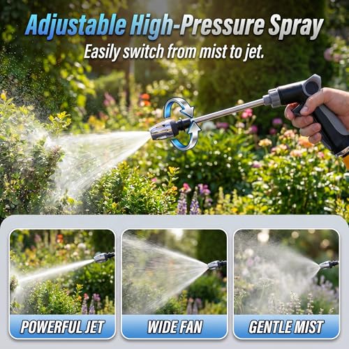 Aikertec High Pressure Hose Nozzle - 2026 Heavy Duty Water Jet with Foam Pot, Universal and Easy To Install,3 Spray Modes Multi-Function Sprayer for Yard, Patio, Pet and Car Cleaning