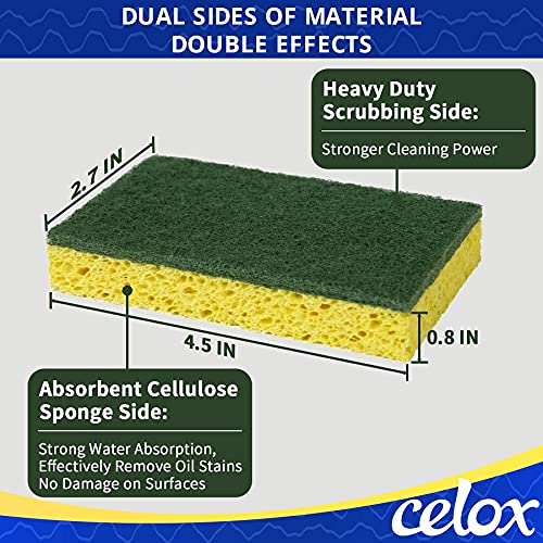CELOX Sponges Kitchen, Cleaning Sponge for Dish, Yellow, 12 Pack - color: Green and Yellow - F