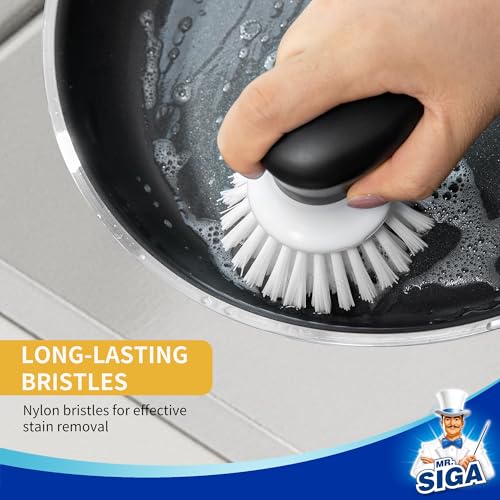 MR.SIGA Dish Scrub Brush, Palm Brush Dish Scrubber with Ergonomic Grip, Kitchen Brushes for Dishes, White, Pack of 2 - color: White