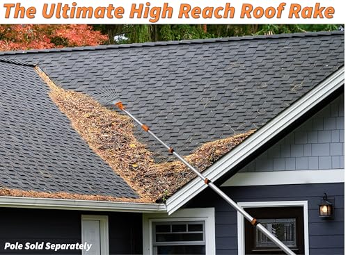 36 Foot High Reach Telescoping Duster Kit, Vinyl Siding Brushes & Metal Leaf Rake with 7-30 ft Extension Pole // Exterior and Interior House Cleaning and Gardening Kit