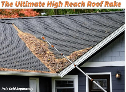 36 Foot High Reach Telescoping Duster Kit, Vinyl Siding Brushes & Metal Leaf Rake with 7-30 ft Extension Pole // Exterior and Interior House Cleaning and Gardening Kit
