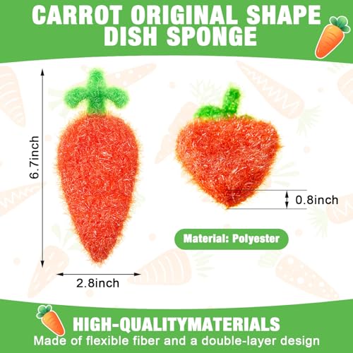 Breling 6 Pieces Carrot Shape Dish Sponge Dual Sided Non Scratch Dish Washing Scrubbers, Reusable Household Cleaning Kitchen Tools for Dishwashing Washing Dishes Cookware - style: Carrot